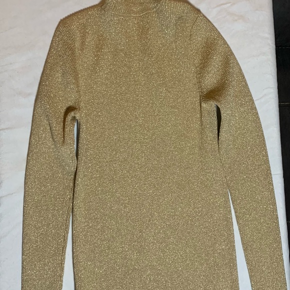Lauren Ralph Lauren Metallic Gold Turtleneck Sweater - Picture 2 of 4